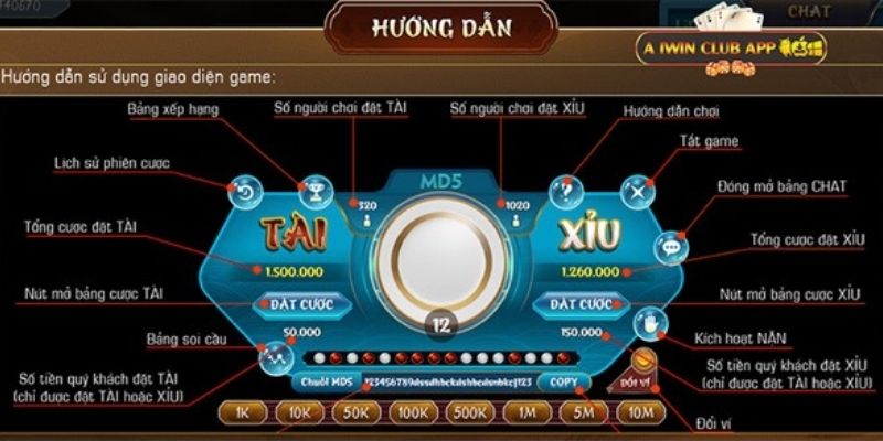 Các bước chi tiết tham gia cá cược game Tài Xỉu MD5 tại cổng game iWin